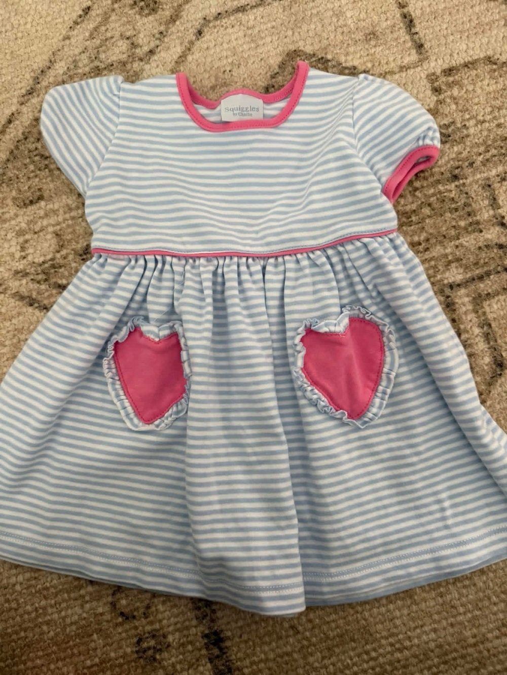Squiggles by Carter's Blue & Pink Striped Heart Pocket Dress for Kids